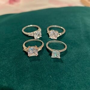 Set of 4 Large Stone CZ rings